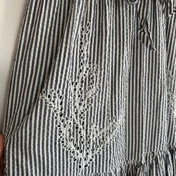 TORY BURCH Eyelet Seersucker Midi Dress Size 10 - Picture 5 of 9